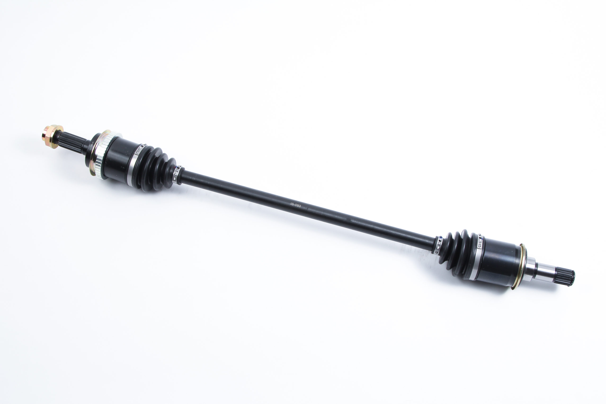 Black quick-release skewer for bicycle wheel attachment.